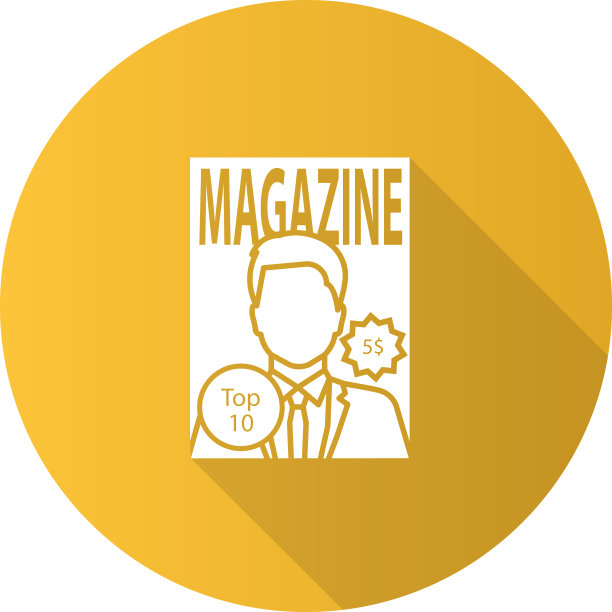 杂志平面设计长阴影字形图标图片下载