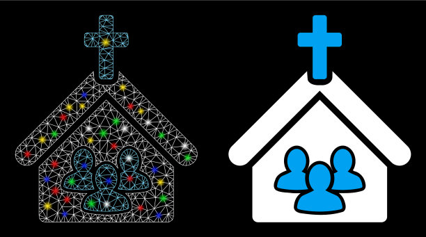 闪光网钢丝架教堂人的图标图片下载