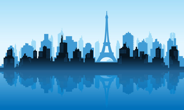 清晨，巴黎城楼湖畔图片下载