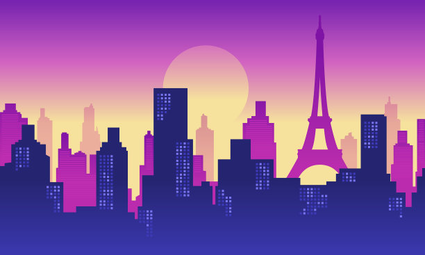 背景巴黎城市建筑与美丽的天空图片下载