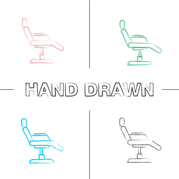 纹身椅手绘图标集图片下载
