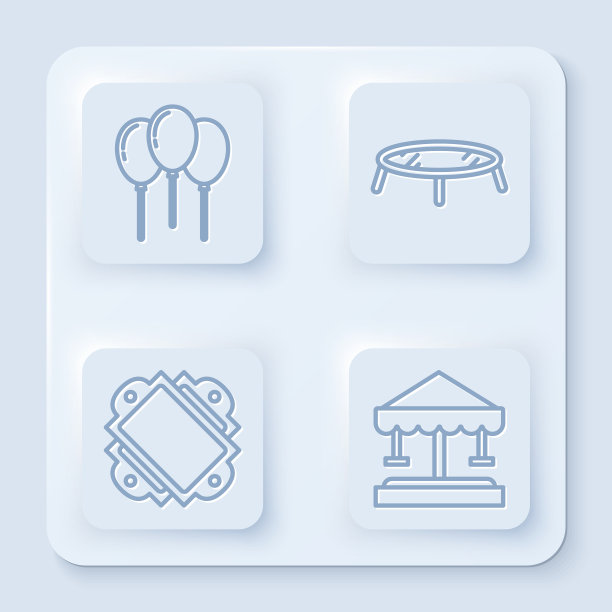 设置线气球与丝带跳蹦床图片下载