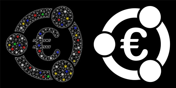 耀斑网线框欧元协作图标图片下载