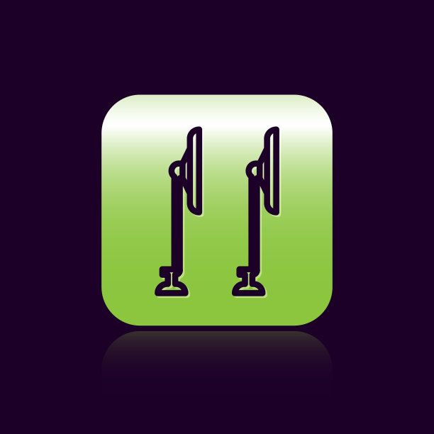 黑色线挡风玻璃刮水器图标孤立在黑色图片下载