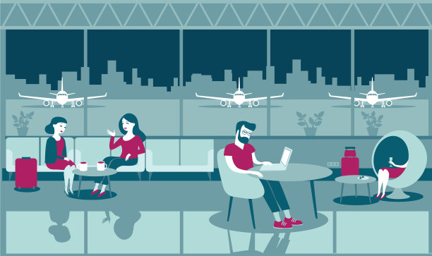 人们在候机室里休息图片下载