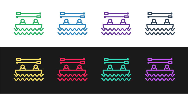 设线船与桨和人的图标孤立图片下载