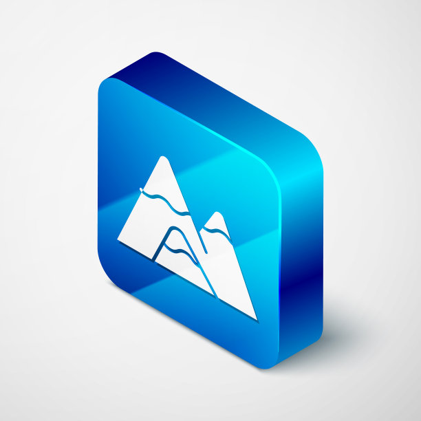 等距山图标孤立在白色图片下载