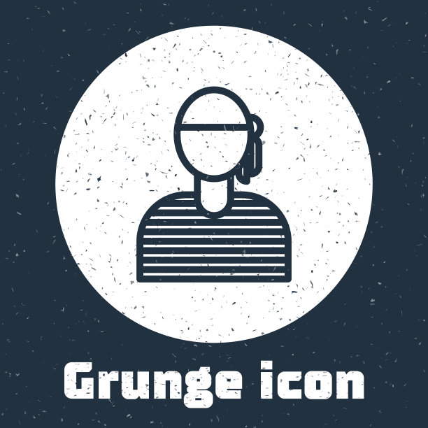 Grunge线水手船长图标孤立在灰色图片下载