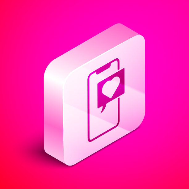 带有心形表情的等距智能手机图片下载