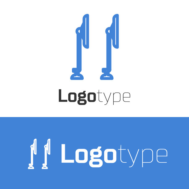 蓝色线挡风玻璃刮水器图标孤立在白色图片下载