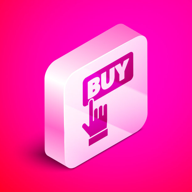 等距购买按钮图标孤立在粉红色图片下载
