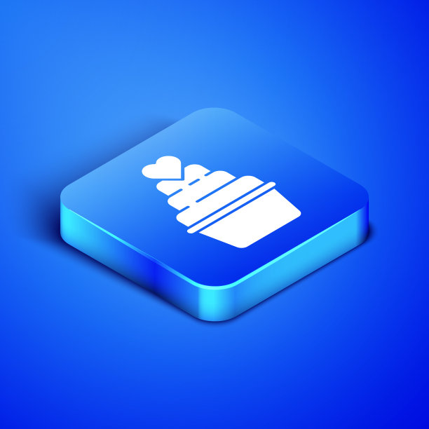 等距婚礼蛋糕与心的图标孤立上图片下载