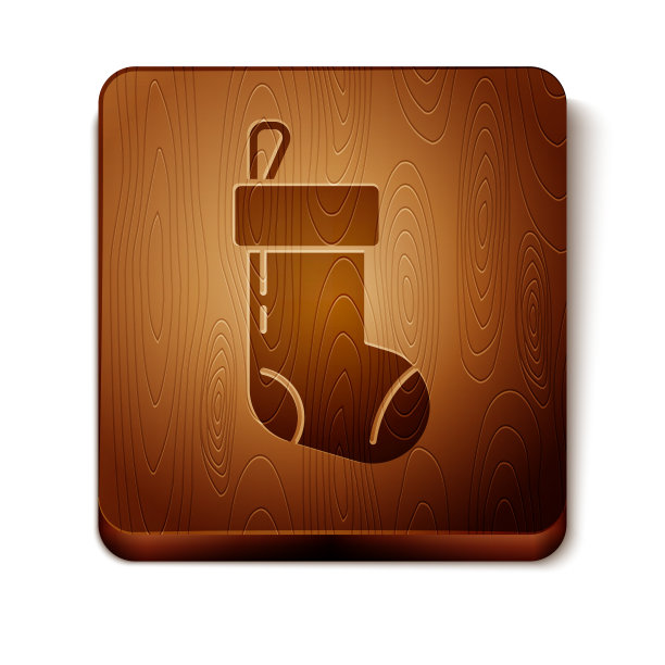 棕色圣诞袜图标孤立在白色图片下载