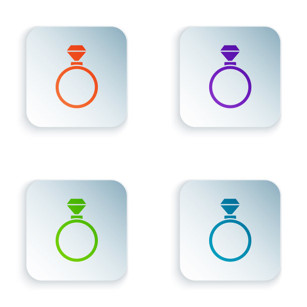 彩色结婚戒指图标孤立在白色图片下载