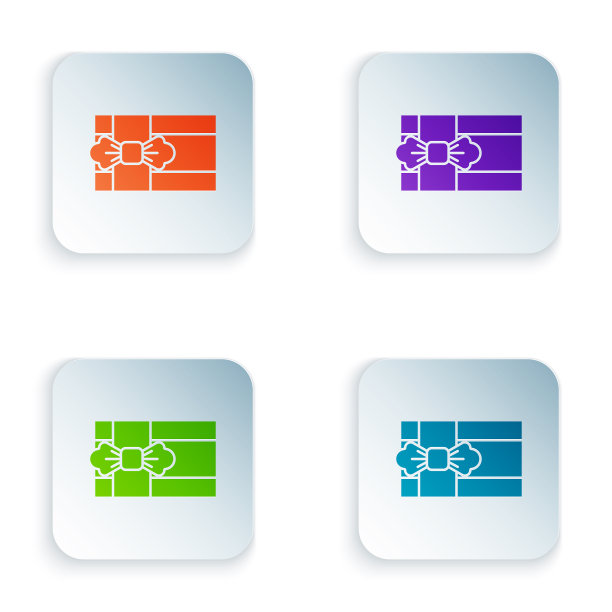 彩色礼盒图标孤立在白色背景图片下载
