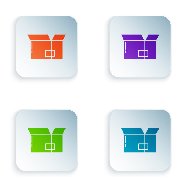 彩色纸盒纸箱图标隔离在白色图片下载