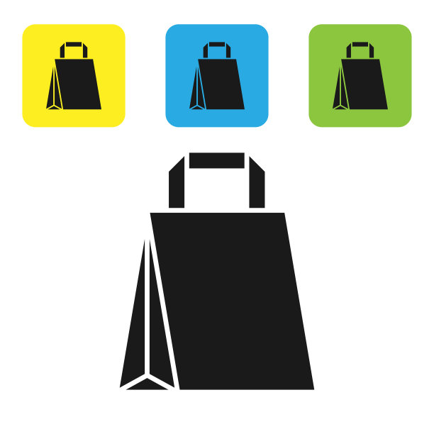 黑色纸袋图标孤立在白色图片下载