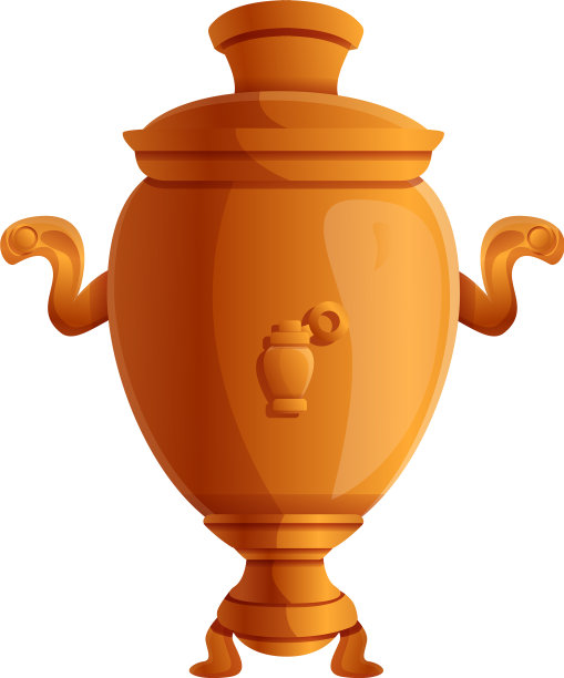 金色茶壶图标卡通风格图片下载