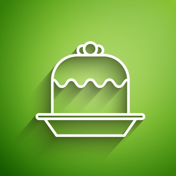 白线蛋糕图标隔离在绿色背景图片下载