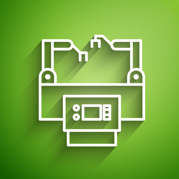 白色线装配线图标隔离在绿色图片下载