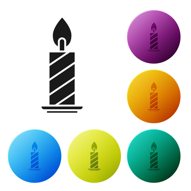 黑色燃烧的蜡烛在烛台图标孤立图片下载