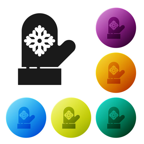 黑色圣诞手套图标孤立在白色图片下载