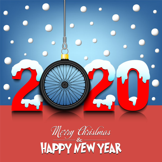 2020年新年和自行车车轮挂弦图片下载