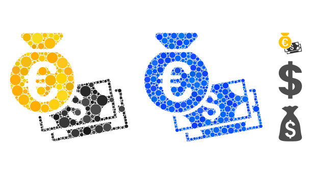 欧元和美元现金构成图标圈图片下载