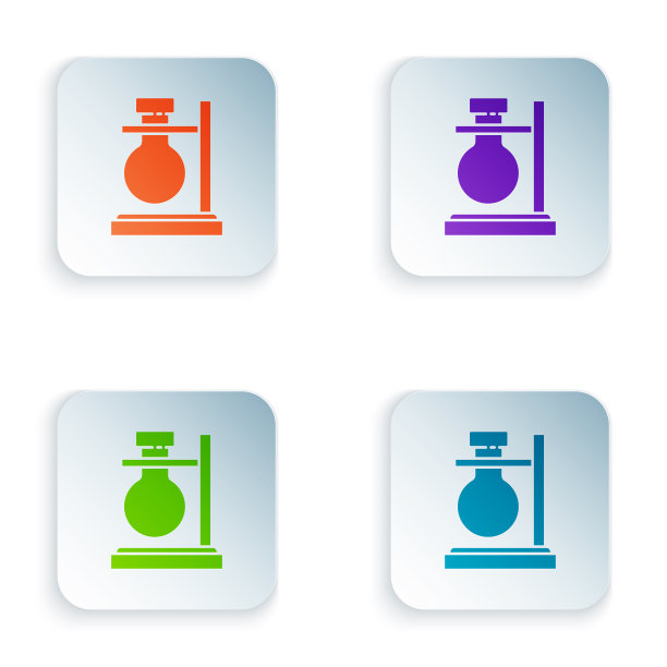 彩色玻璃试管瓶在支架上，图标隔离图片下载