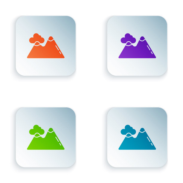 颜色山图标孤立在白色背景图片下载