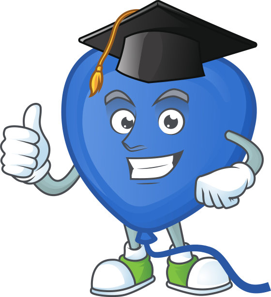 蓝色的爱情气球，穿着黑色毕业装图片下载