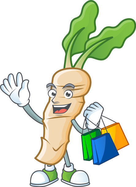 欢乐的辣根吉祥物挥舞着，拿着图片下载