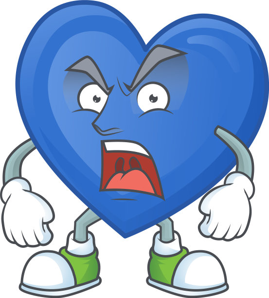 愤怒的脸蓝色爱卡通人物风格图片下载