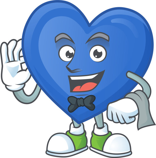 蓝色的爱情卡通人物作为一个服务员的样子图片下载