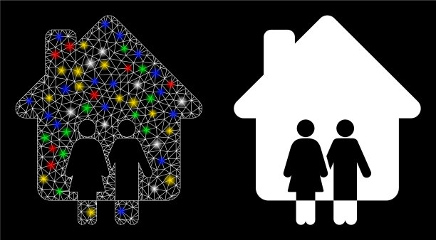 耀斑网胴体家庭房子图标与耀斑图片下载