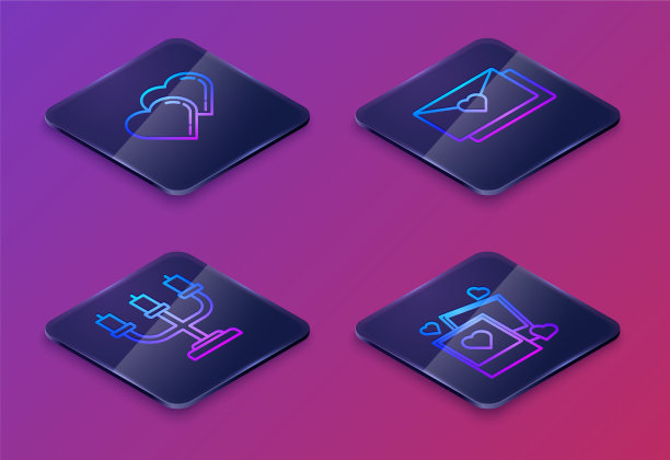 设定等距线两颗连心烛台图片下载