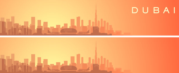迪拜美丽的天际线风景横幅图片下载
