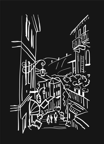 为你设计的旧欧洲街道草图图片下载