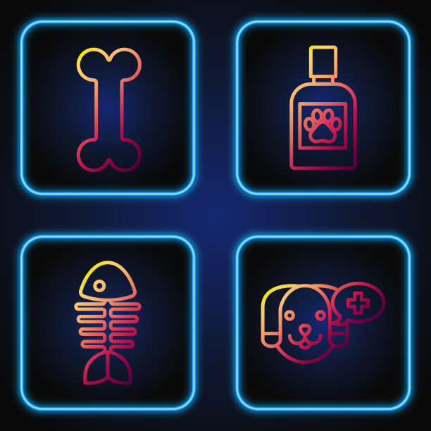 设兽医诊所标志鱼骨架线图片下载