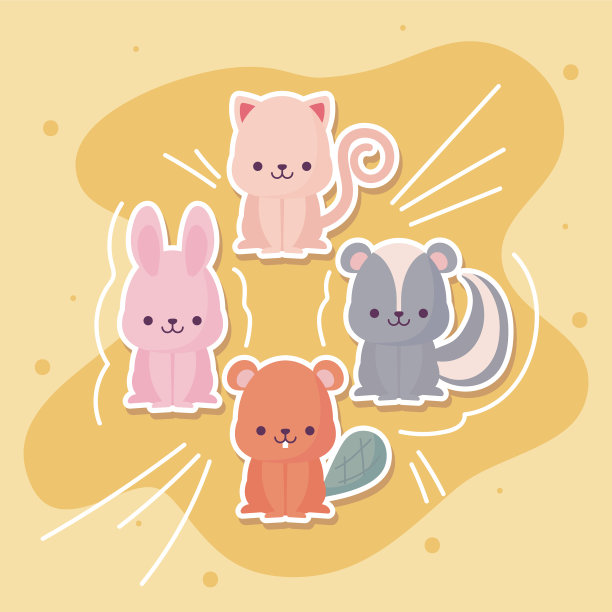 可爱动物卡通设计图片下载