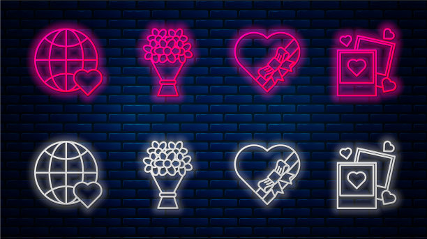 设线花束、花束、糖果为心形图片下载