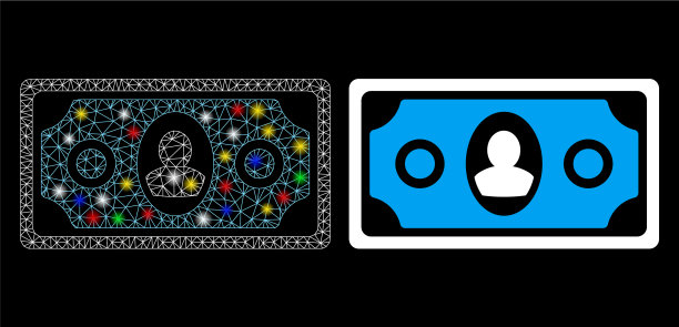 发光的网状网络钞票图标与光图片下载