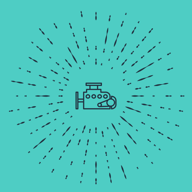 黑色线汽车引擎图标隔离在绿色图片下载