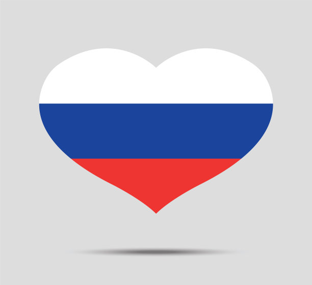 俄罗斯国旗上绘有心形图案图片下载