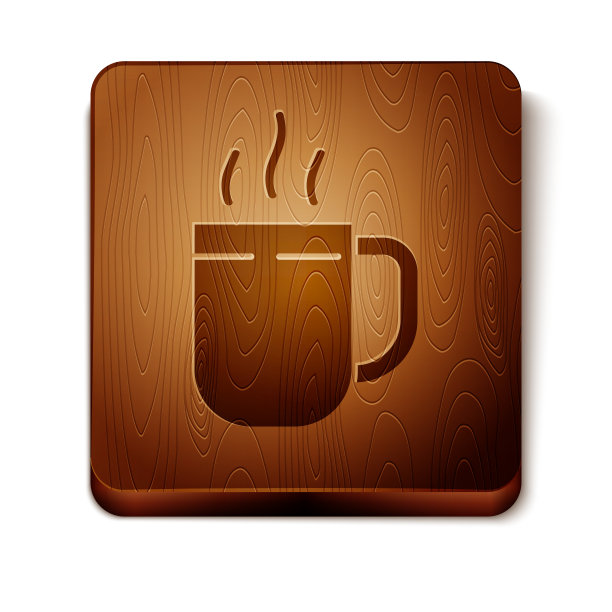 棕色咖啡杯图标孤立在白色图片下载