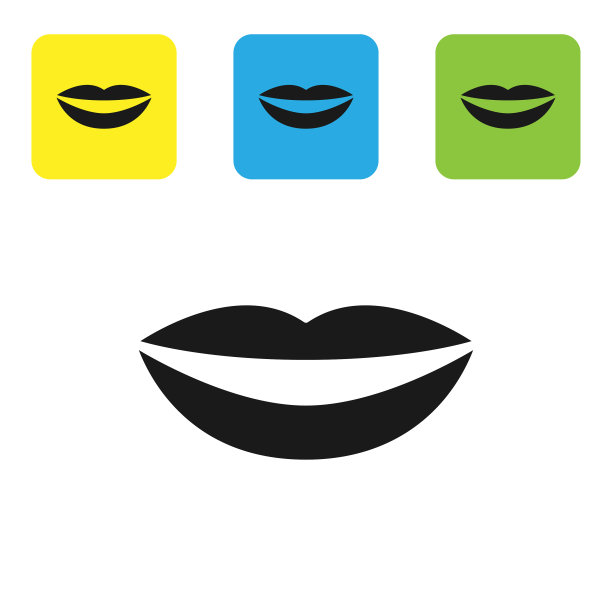 黑色微笑的嘴唇图标孤立在白色图片下载