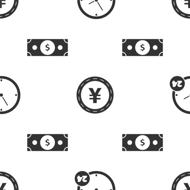 设置时钟24小时硬币与日元符号和图片下载