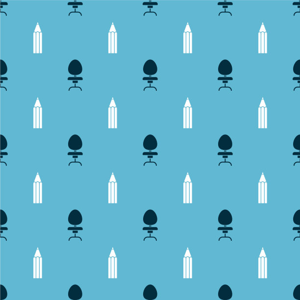 将办公椅和铅笔设置为无缝图案图片下载