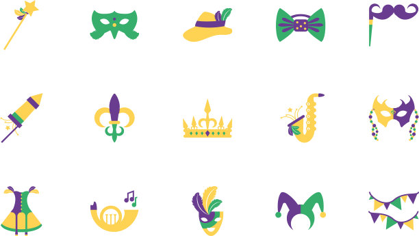 孤立的狂欢节图标设置设计图片下载
