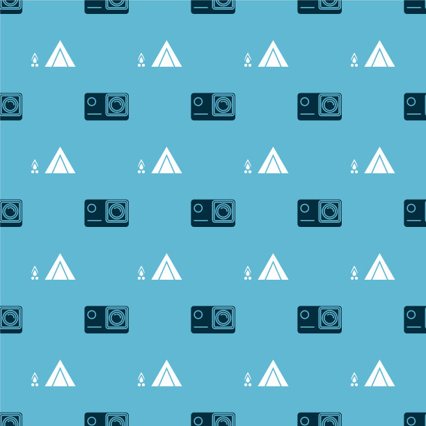 配有极限动作摄影机和旅游帐篷图片下载